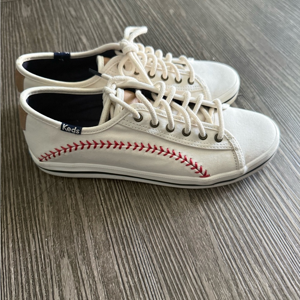 Keds Pennant Canvas Sneakers with Red Stitch Accent